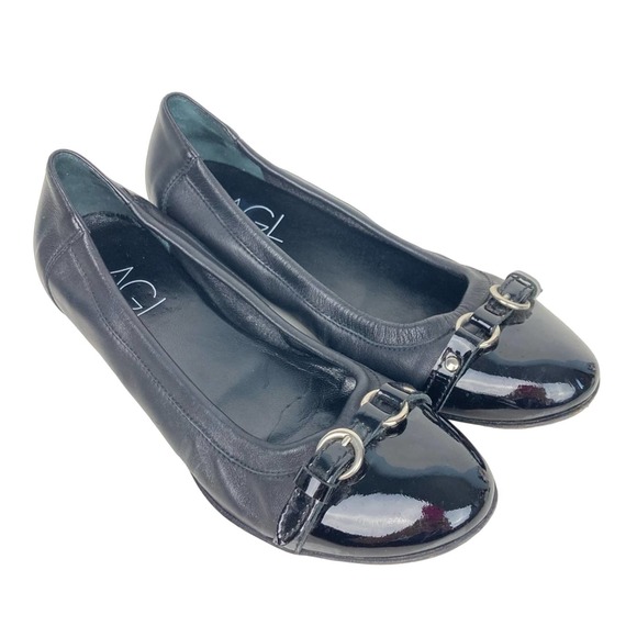 Agl Shoes - AGL Monika Cap Toe Ballet Flats with Silver Buckle - Size 37/7